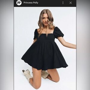 Princess Polly Black Puff Sleeve Mini Dress Babydoll Lorna Romper Black